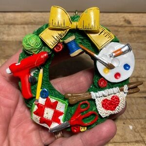 Vintage Teacher Wreath Holiday Ornament Resin